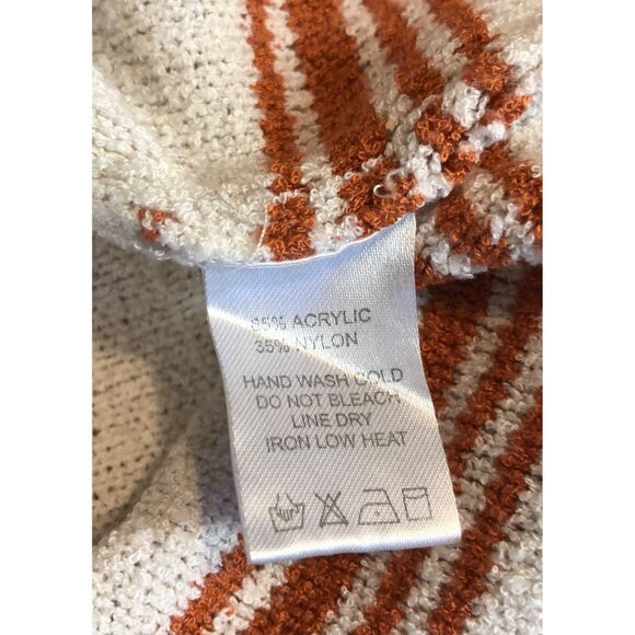 ee:some Women's Size Large Orange/Ivory Striped 3/4 Sleeve Sweater - Picture 7 of 8